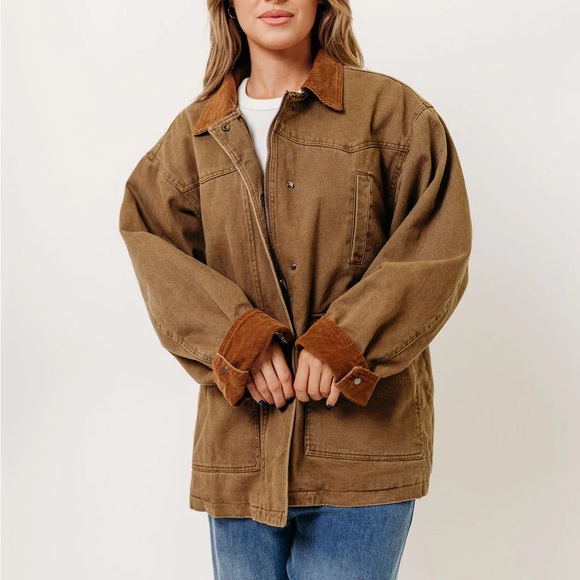 Sable Cotton Field Collared Jacket / Olive Brown - Picture 5 of 5